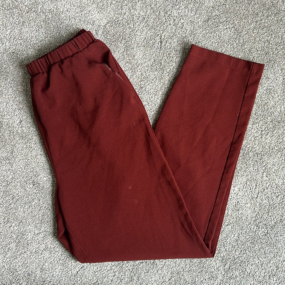 Forever21 Burgundy Elastic Work Pants